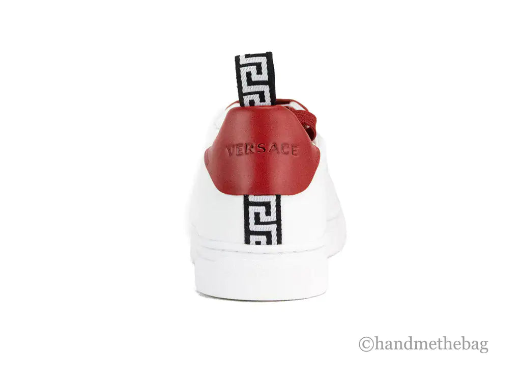 Baskets Gianni Versace Signature en cuir Vitello blanc et rouge Versace