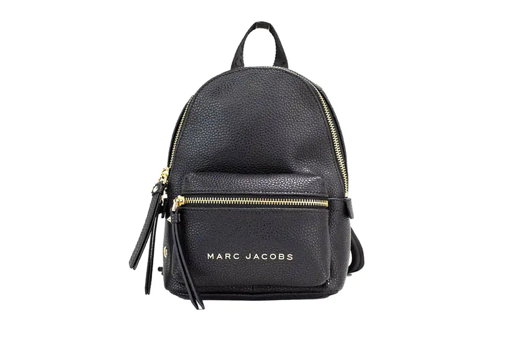 Mini sac à dos ajustable en cuir grainé noir Marc Jacobs