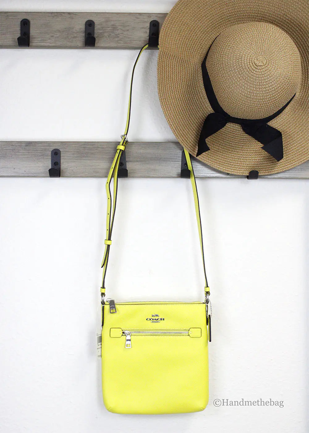 Coach Rowan Mini Bright Yellow Leather File Crossbody