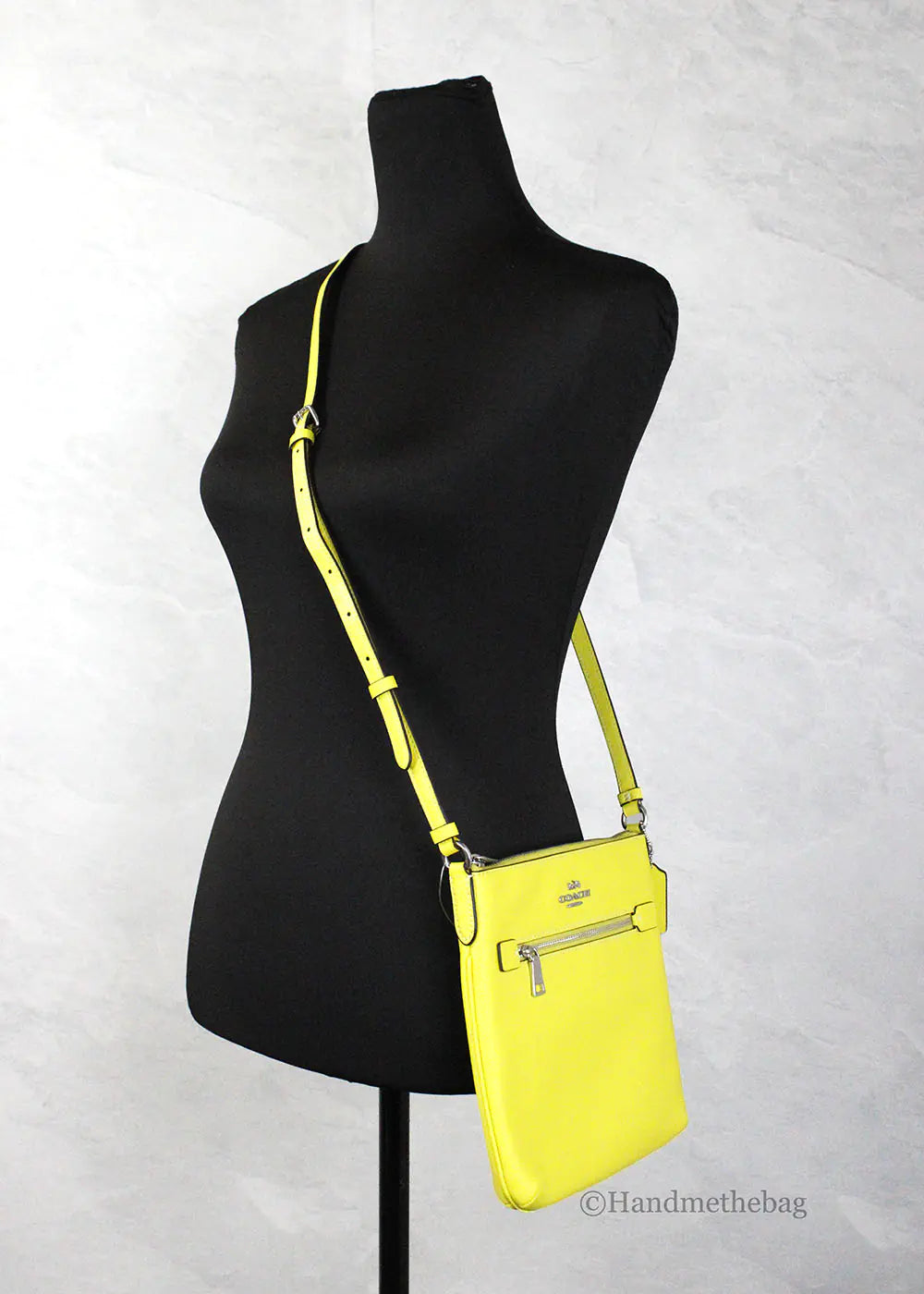 Coach Rowan Mini Bright Yellow Leather File Crossbody