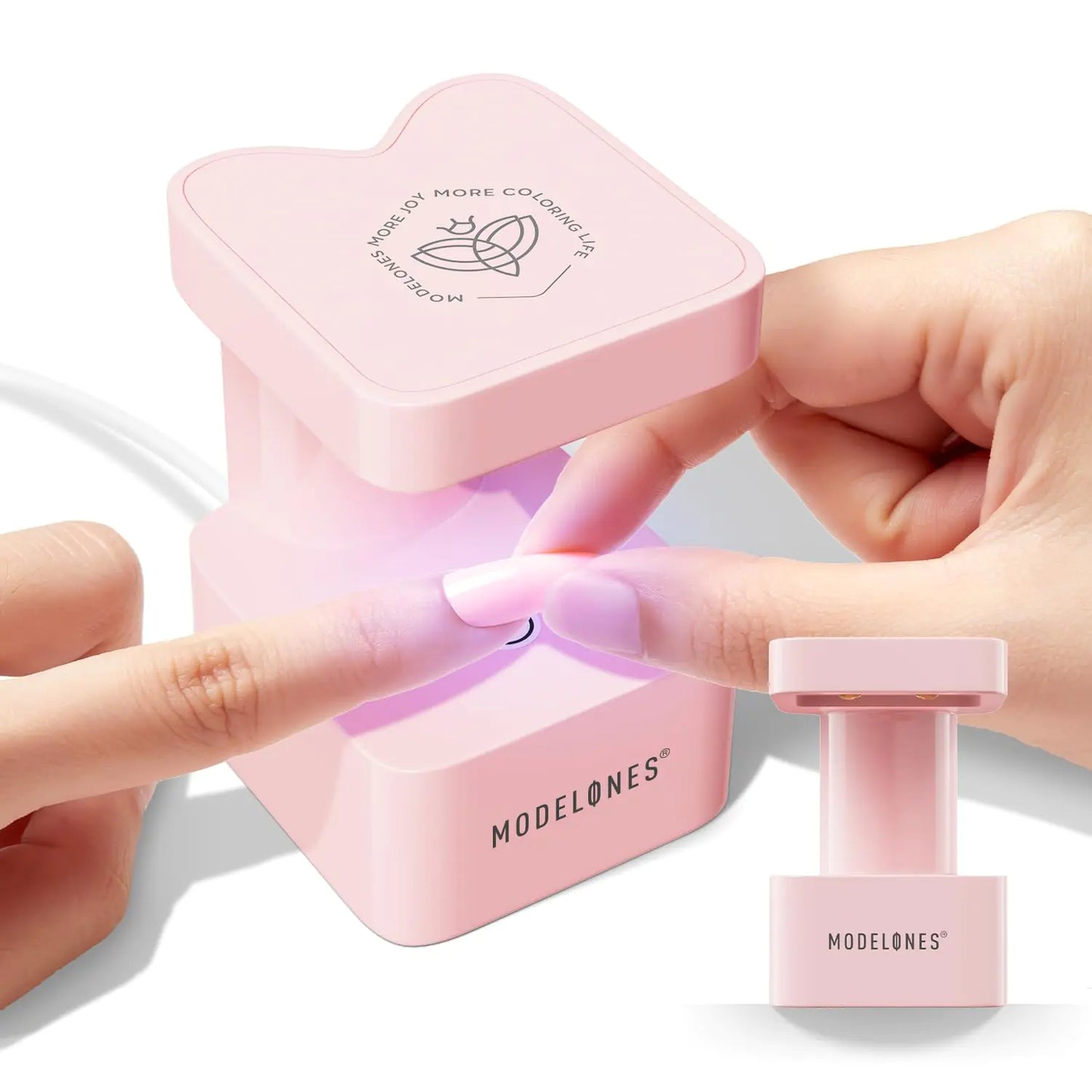 modelones Mini UV Light for Gel Nails, Small Nail Cure Light, Flash Cure Light for Gel x Nails, LED Nail Lamp, Portable USB Nail Light for Fast Curing, Pink